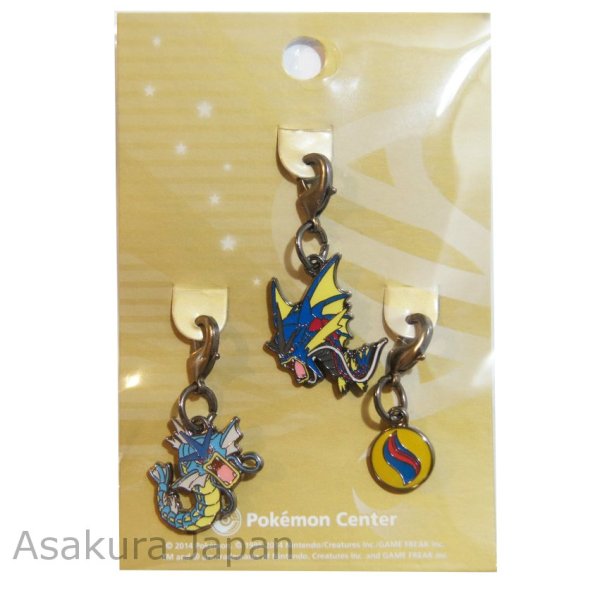 Photo1: Pokemon Center 2014 Mega Gyarados Gyarados Mega Stone Metal Charm Set (1)