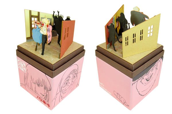 Photo2: Studio Ghibli mini Paper Craft Kit Howl's Moving Castle 32 "Howl and Sophie on the Run" (2)