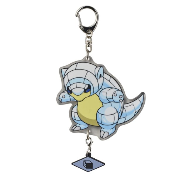 Photo1: Pokemon Center 2016 Acrylic key chain with Rubber Charm Alola Sandshrew steel Z (1)