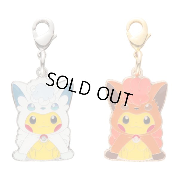 Photo1: Pokemon Center Sapporo 2017 Poncho Pikachu Series Vulpix & Alola Vulpix Metal Charm (1)