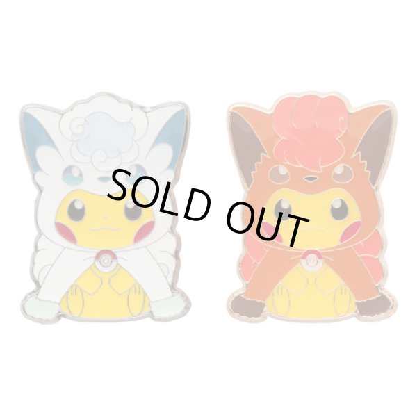 Photo1: Pokemon Center Sapporo 2017 Poncho Pikachu Series Vulpix & Alola Vulpix Pin Badge Pins (1)