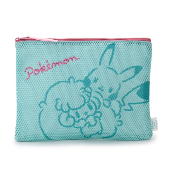 Photo1: POKEMON LOVE ITS' DEMO Mesh Pouch Case Small Grass Pokemon (1)