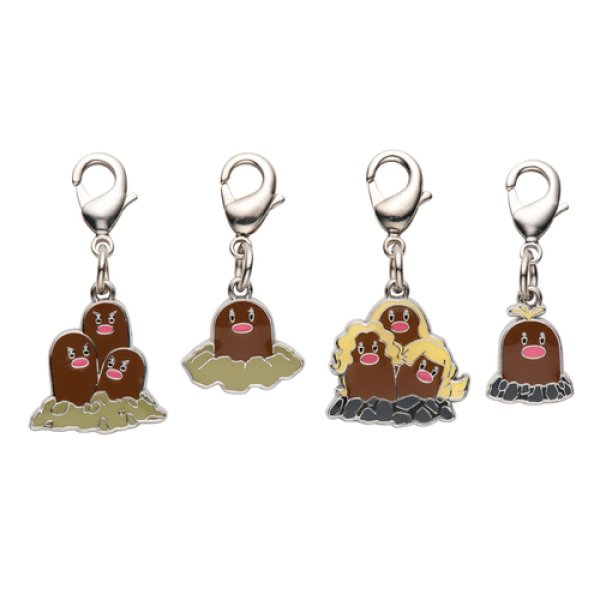 Photo1: Pokemon Center 2017 Metal Charm # 050 A050 051 A051 Alola Diglett Dugtrio (1)