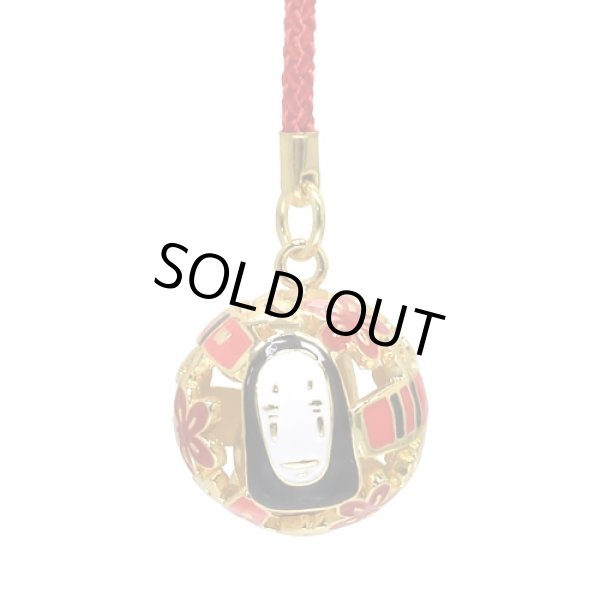 Photo2: Studio Ghibli Bell Charm Strap Spirited Away Kaonashi No Face wooden ticket (2)