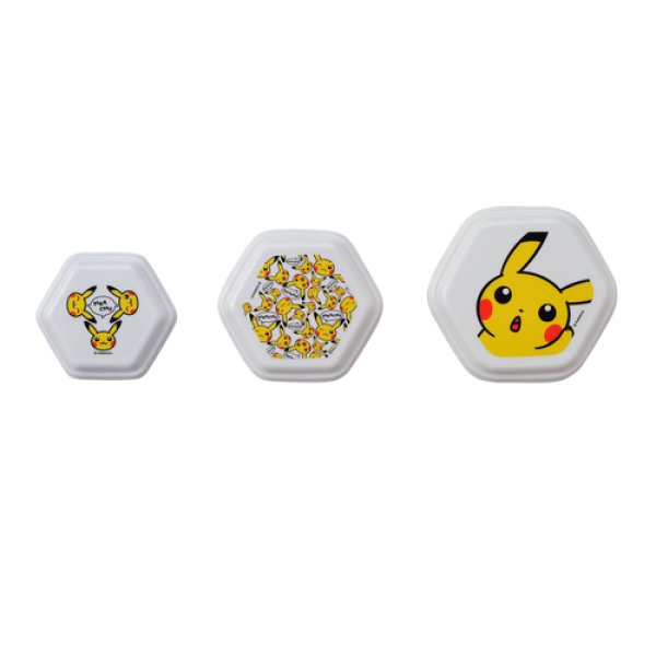 Photo1: Pokemon Center Pikachu living & dining Sealed Container 3p Set Hexagon Bento (1)