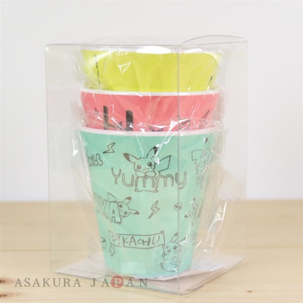 Photo2: Pokemon Center 2018 Pikachu living & dining Melamine tumbler cup 3 pcs Colorful (2)