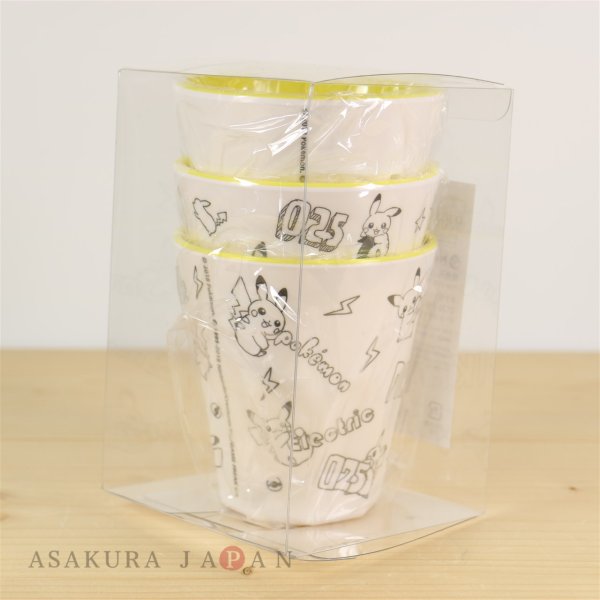 Photo2: Pokemon Center 2018 Pikachu living & dining Melamine tumbler cup 3 pcs White (2)