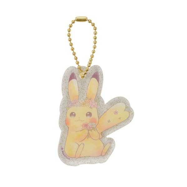 Photo1: Pokemon Center 2018 Pikachu & Eevee’s Easter Key chain with Egg case Pikachu Acrylic charm (1)