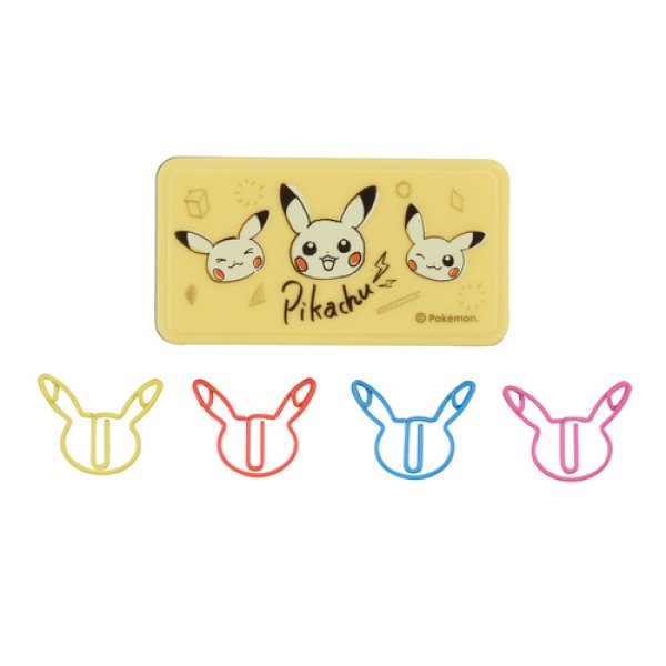 Photo1: Pokemon Center 2018 Pikachu drawing Paper Clip with case Pikachu face (1)