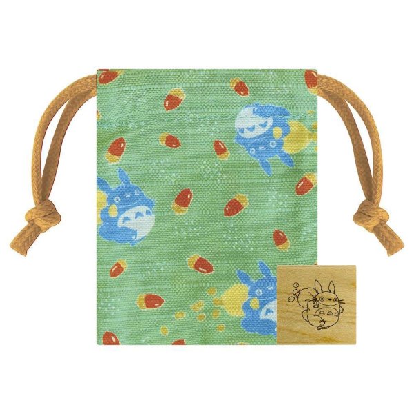 Photo1: Studio Ghibli Mini Drawstring Pouch Bag with Rubber Stamp My Neighbor Totoro #5 (1)