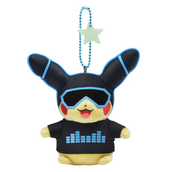 Photo1: Pokemon Center 2018 Science is amazing Neon Pikachu Blue ver. Plush Mascot Key chain (1)