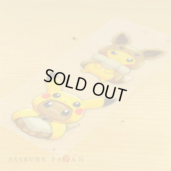 Photo2: Pokemon Center 2018 FAN OF PIKACHU & EEVEE Poncho Sticker (2)
