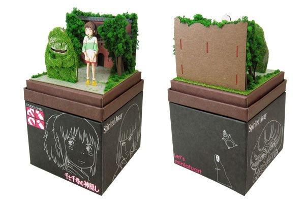 Photo2: Studio Ghibli mini Paper Craft Kit Spirited Away 71 "Chihiro and Stone statue" (2)