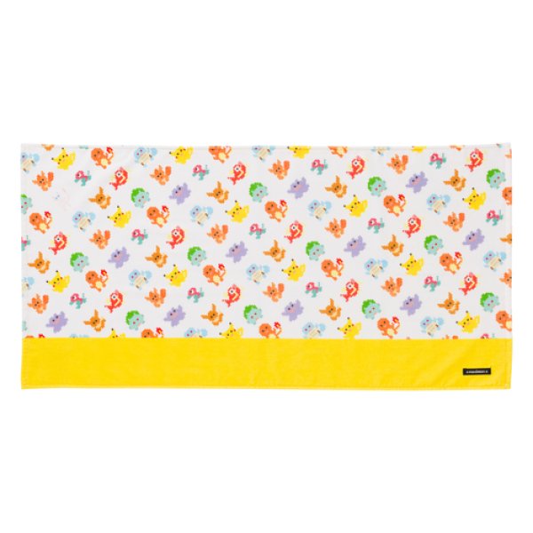 Photo1: Pokemon Center 2018 Dot Pixel Pokemon Mini Bath towel yellow (1)