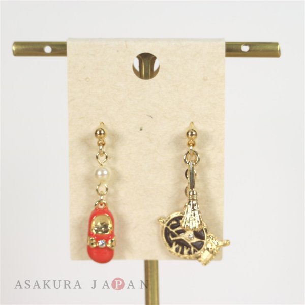 Photo1: Studio Ghibli Accessory Kiki's Delivery Service Pierced Earrings 22232 Broom & Red shoes (1)