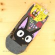 Photo2: Studio Ghibli Kiki's Delivery Service Socks for Women 23-25cm 1Pair 607 Jiji Flower Gray (2)