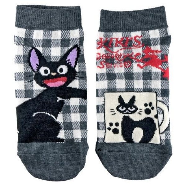Photo1: Studio Ghibli Kiki's Delivery Service Socks for Women 23-25cm 1Pair 609 Asymmetry Jiji Gray (1)