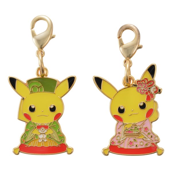 Photo1: Pokemon Center Kyoto 2019 Renewal Open Japanese tea party Pikachu Metal Charm Male Female (1)