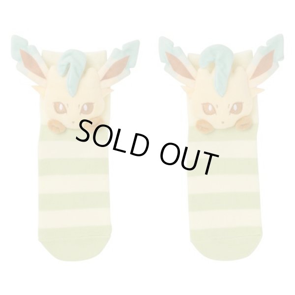 Photo1: Pokemon Center 2019 Plush Socks for Women 23 - 25 cm 1 Pair Leafeon (1)
