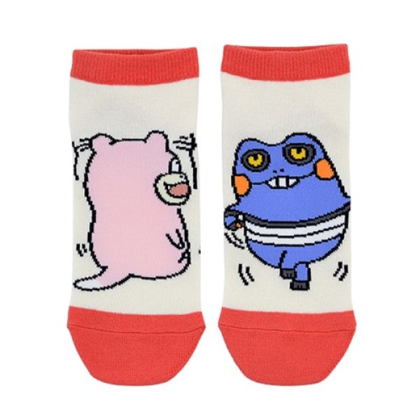 Photo1: Pokemon Center 2019 24 Hours Pokemon CHU Socks for Women 23 - 25 cm 1 Pair Slowpok & Croagunk (1)