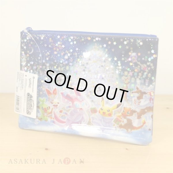 Photo4: Pokemon Center 2019 Frosty Christmas Flat pouch case with SEQUINS (4)