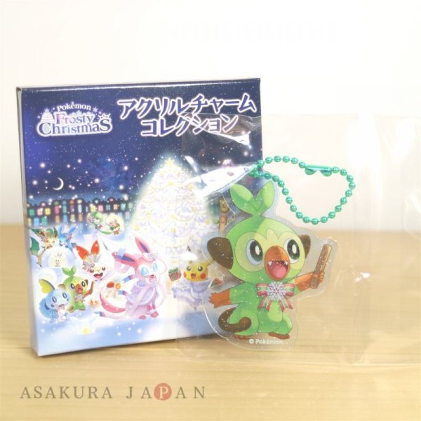 Photo1: Pokemon Center 2019 Frosty Christmas Acrylic Charm Key chain #3 Grookey (1)