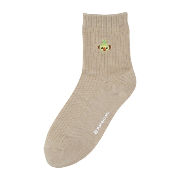 Photo1: Pokemon Center 2019 Socks for Women 23 - 25 cm 1 Pair Middle socks Grookey Beige (1)