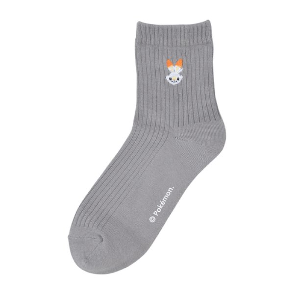 Photo1: Pokemon Center 2019 Socks for Women 23 - 25 cm 1 Pair Middle socks Scorbunny Gray (1)
