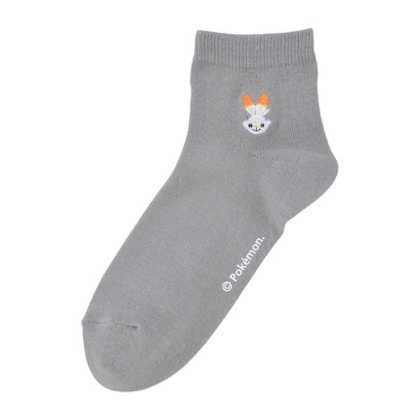 Photo1: Pokemon Center 2019 Socks for Women 23 - 25 cm 1 Pair Short socks Scorbunny Gray (1)