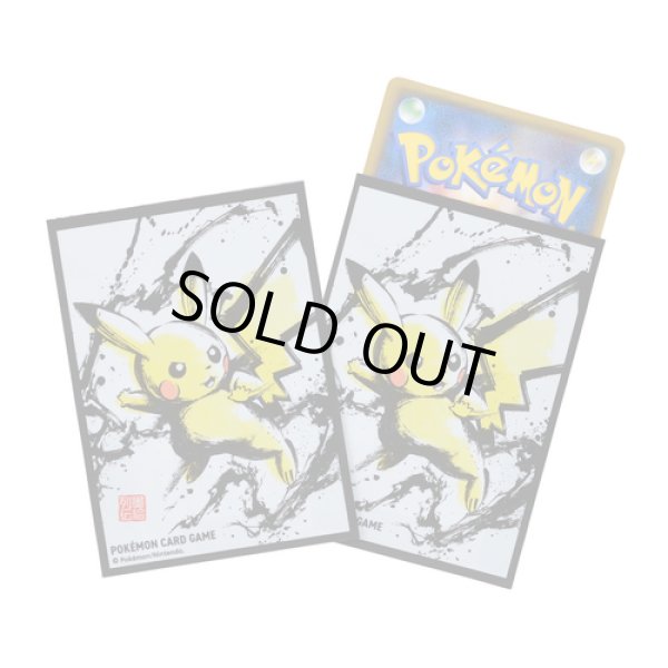 Photo1: Pokemon Center Original Card Game Sleeve Sumi-e Retsuden vol.2 Pikachu 64 sleeves (1)