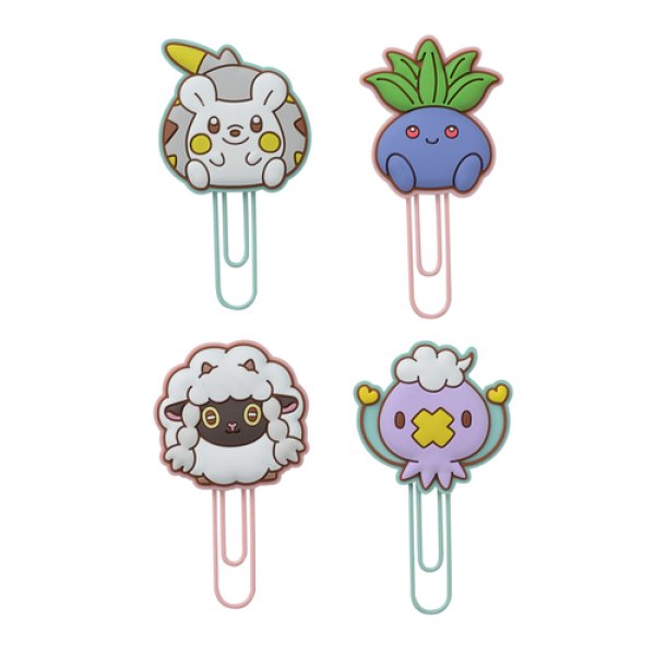 Photo1: Pokemon Center 2020 MOTCHIRI MANMARU Paper clip set Wooloo Drifloon Oddish Togedemaru (1)