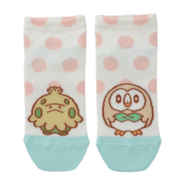 Photo1: Pokemon Center 2020 MOTCHIRI MANMARU Socks for Women 23 - 25 cm Shroomish & Rowlet 1 Pair (1)