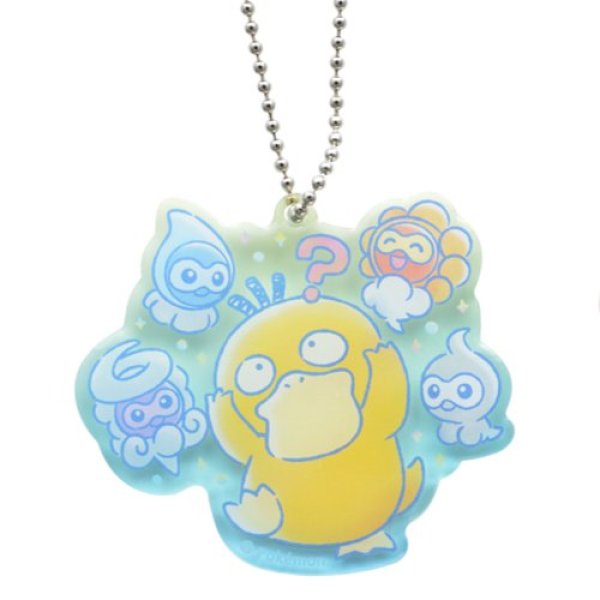 Photo1: Pokemon Center 2020 Psyduck No-Tenki Acrylic Charm Key chain #1 Psyduck & Castform (1)