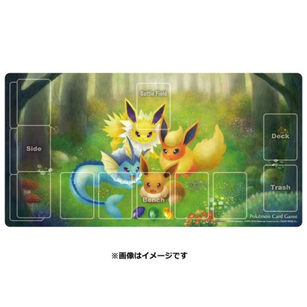 Photo1: Pokemon Center Original Card Game Rubber play mat Eevee Vaporeon Jolteon Flareon (1)