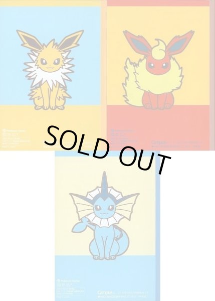 Photo2: Pokemon Center 2017 Eevee Collection Mini campus notebook 3 set Jolteon Flareon Vaporeon (2)