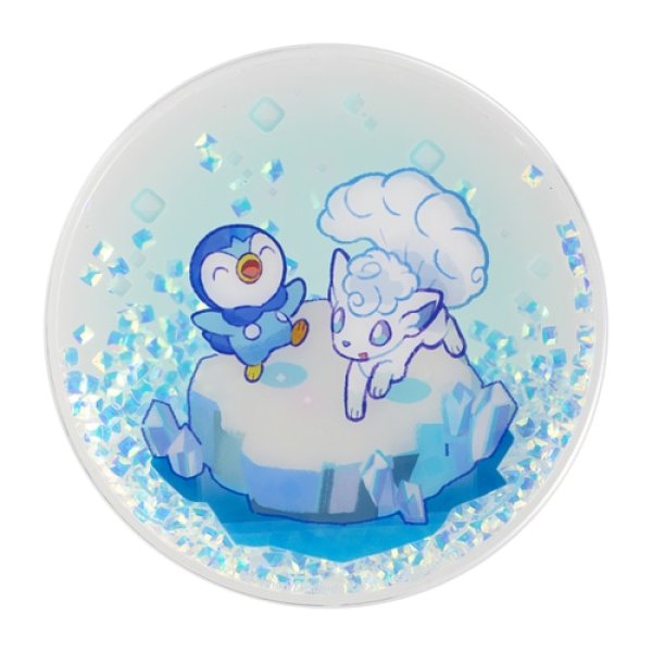 Photo1: Pokemon Center 2021 Pochama’s daily life Piplup & Alola Vulpix Glitter cup coaster (1)