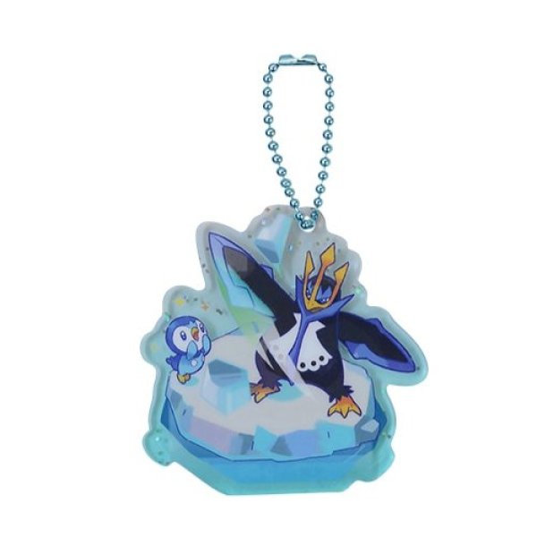 Photo1: Pokemon Center 2021 Pochama’s daily life Acrylic Charm Key chain #1 Piplup & Empoleon (1)