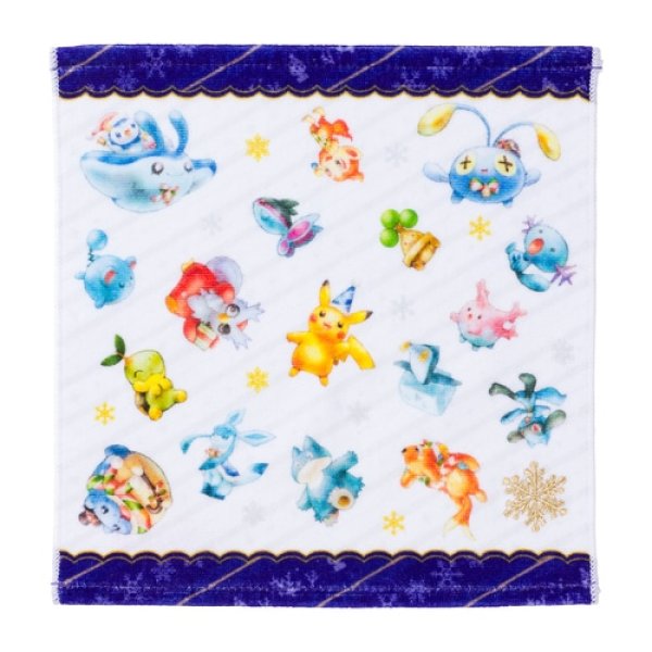 Photo1: Pokemon Center 2021 Christmas in the Sea Hand towel Handkerchief (1)