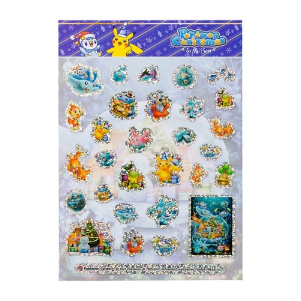 Photo1: Pokemon Center 2021 Christmas in the Sea PET Sticker Sheet (1)