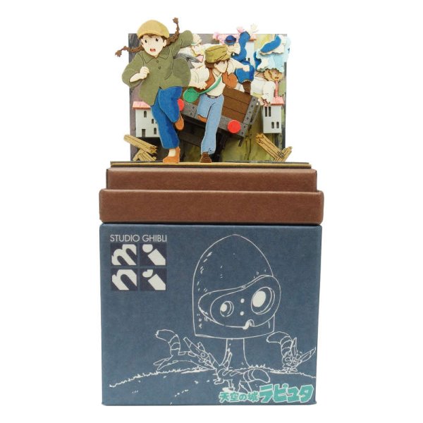 Photo1: Studio Ghibli mini Paper Craft Kit Laputa Castle in the Sky 133 "Running Away Sheeta & Pazu" (1)