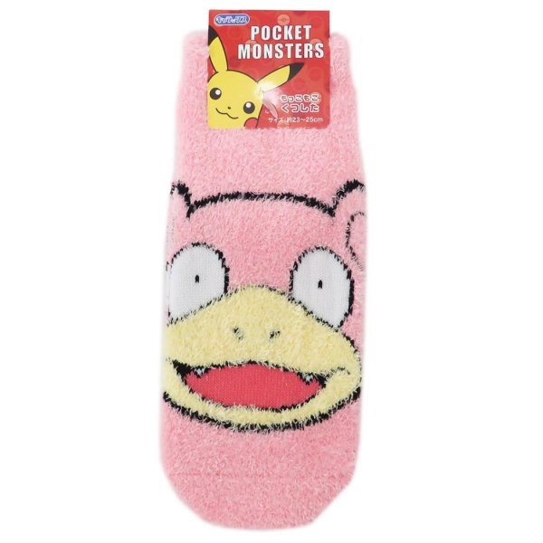 Photo1: Pokemon Fluffy MOKOMOKO Warm Socks for Women 23 - 25 cm 1 Pair Slowpoke Face (1)