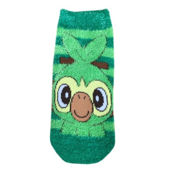 Photo1: Pokemon Fluffy MOKOMOKO Warm Socks for Women 23 - 25 cm 1 Pair Grookey stripes (1)