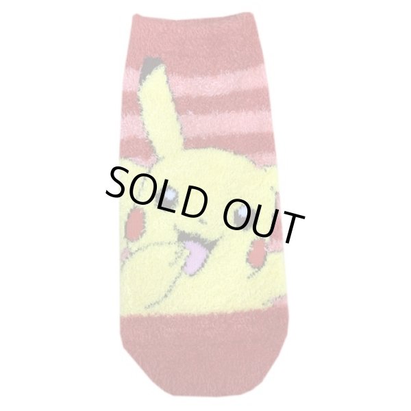 Photo1: Pokemon Fluffy MOKOMOKO Warm Socks for Women 23 - 25 cm 1 Pair Pikachu stripes (1)