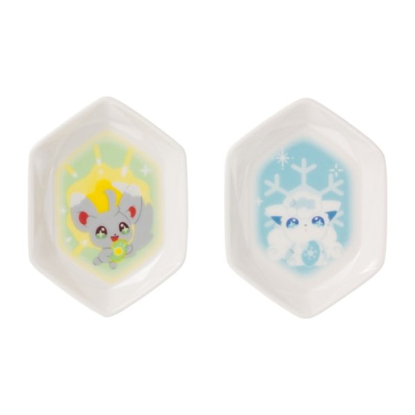 Photo1: Pokemon Center 2022 SHINKA NO ISHI Small plate 2 pcs Minccino & Alola Vulpix (1)