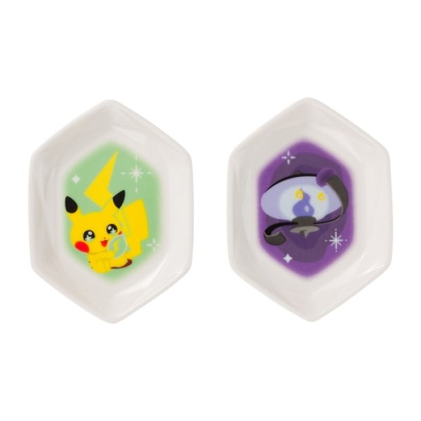 Photo1: Pokemon Center 2022 SHINKA NO ISHI Small plate 2 pcs Pikachu & Lampent (1)