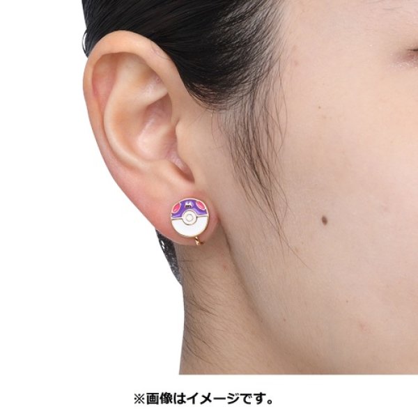 Photo3: Pokemon Center 2022 Pokemon Face Earrings - Clips Earrings ver. #20 Master Ball 1 pc (3)