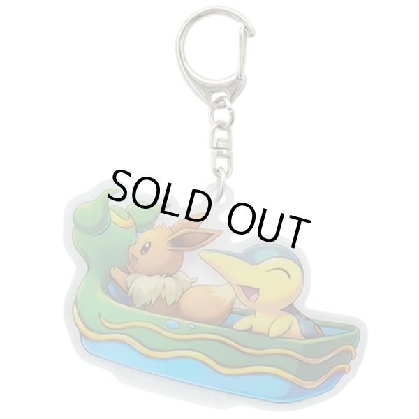 Photo1: Pokemon Center 2022 Okinawa Acrylic charm Key chain Eevee Cyndaquil ver. (1)
