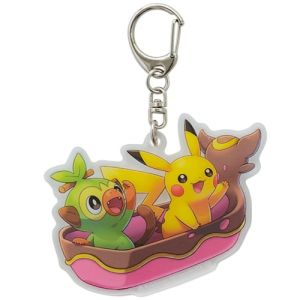 Photo1: Pokemon Center 2022 Okinawa Acrylic charm Key chain Pikachu Grookey ver. (1)
