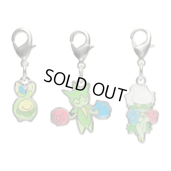 Photo1: Pokemon Center 2022 Metal Charm # 406 315 407 Budew Roselia Roserade (1)