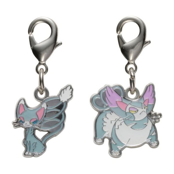 Photo1: Pokemon Center 2022 Metal Charm # 431 432 Glameow Purugly (1)